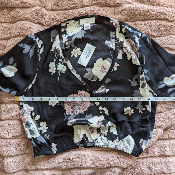 Long Sleeve Sheer Floral Blouse in Black - Picture 3 of 9